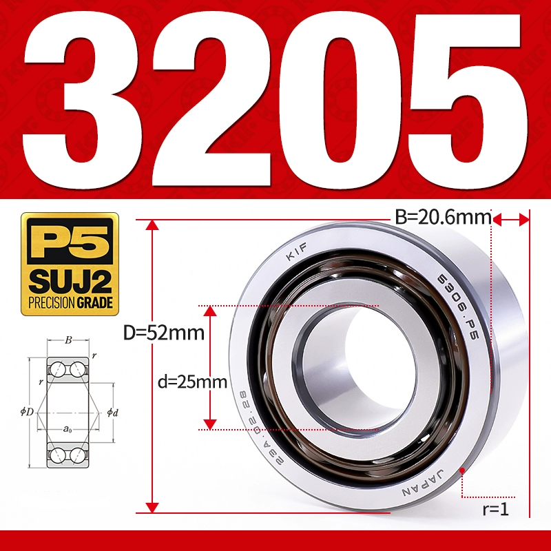 Vòng bi - bạc đạn 3205 (Không phớt -  25*52*20,6 mm)