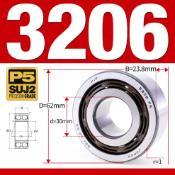 Vòng bi - bạc đạn 3206 (Không phớt -  30*62*23,8 mm)