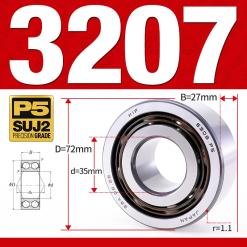 Vòng bi - bạc đạn 3207 (Không phớt -  35*72*27 mm)