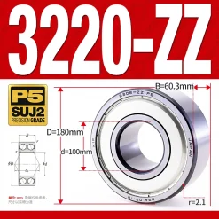 Vòng bi - bạc đạn 3220-ZZ  (Phớt kim loại - 00*180*60.3 mm)