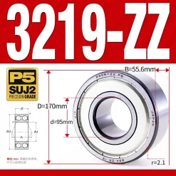 Vòng bi - bạc đạn 3219-ZZ  (Phớt kim loại - 95*170*55.6 mm)