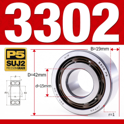 Vòng bi - bạc đạn 3302 (Không phớt - 15*42*19 mm)