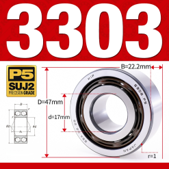 Vòng bi - bạc đạn 3303 (Không phớt - 17*47*22.2 mm)