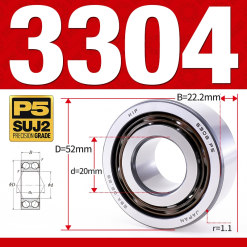 Vòng bi - bạc đạn 3304 (Không phớt - 20*52*22.2 mm)