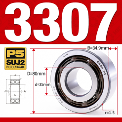 Vòng bi - bạc đạn 3307 (Không phớt - 35*80*34.9 mm)