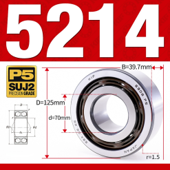 Vòng bi - bạc đạn 5214 (Không phớt - 70*125*39,7 mm)