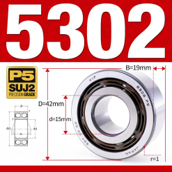 Vòng bi - bạc đạn 5302 (Không phớt - 15*42*19 mm)