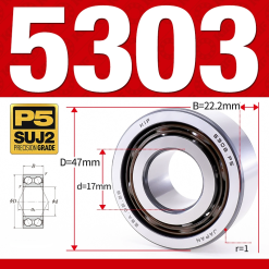Vòng bi - bạc đạn 5303 (Không phớt - 17*47*22.2 mm)