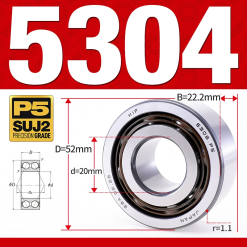 Vòng bi - bạc đạn 5304 (Không phớt - 20*52*22.2 mm)