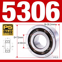 Vòng bi - bạc đạn 5306 (Không phớt - 30*72*30.2 mm)