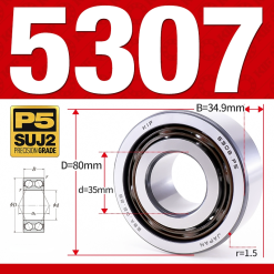 Vòng bi - bạc đạn 5307 (Không phớt - 35*80*34,9 mm)