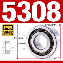 Vòng bi - bạc đạn 5308 (Không phớt - 40*90*36,5 mm)