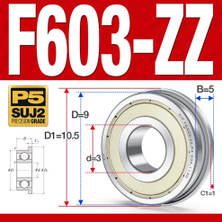 Vòng bi - bạc đạn mini F603-ZZ (Mặt bích -  3*9*5 mm)