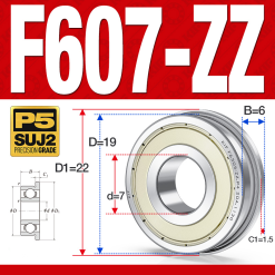 Vòng bi - bạc đạn mini F607-ZZ (Mặt bích -  7*19*6 mm)