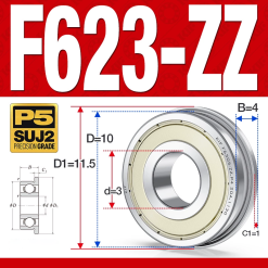 Vòng bi - bạc đạn mini F623-ZZ (Mặt bích - 3*10*4 mm)