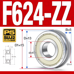 Vòng bi - bạc đạn mini F624-ZZ (Mặt bích - 4*13*5 mm)