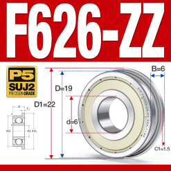 Vòng bi - bạc đạn mini F626-ZZ (Mặt bích - 6*19*6 mm)