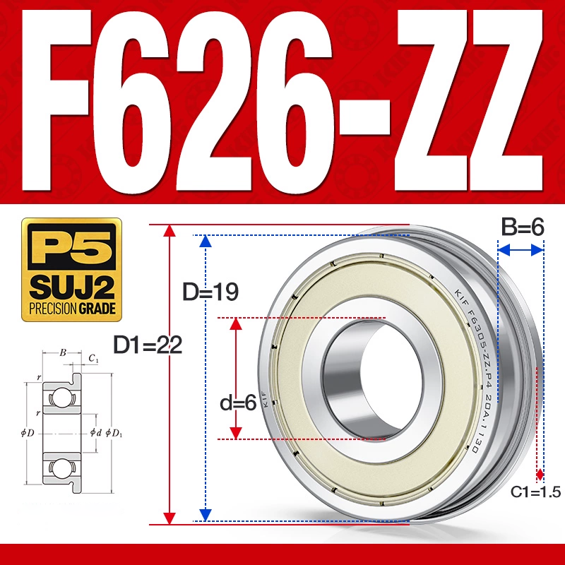 Vòng bi - bạc đạn mini F626-ZZ (Mặt bích - 6*19*6 mm)