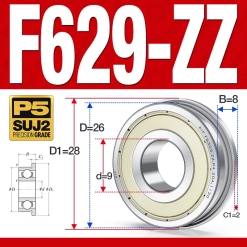 Vòng bi - bạc đạn mini F629-ZZ (Mặt bích - 9*26*8 mm)