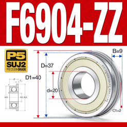 Vòng bi - bạc đạn  F6904-ZZ  (Mặt bích - phớt kim loại -  20*37*9 mm)