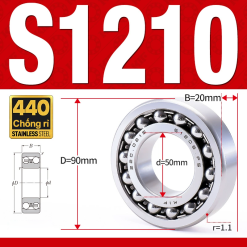 Vòng bi - bạc đạn tự lựa S1210 (Chống ăn mòn - Inox 404C - 50*90*20 mm)