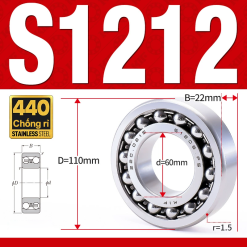 Vòng bi - bạc đạn tự lựa S1212 (Chống ăn mòn - Inox 404C -  60*110*22 mm)
