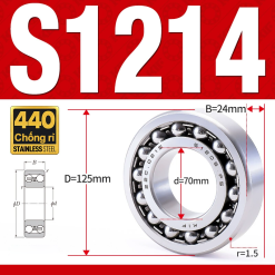 Vòng bi - bạc đạn tự lựa S1214 (Chống ăn mòn - Inox 404C -  70*125*24 mm)
