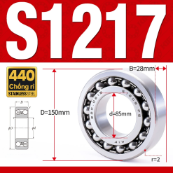 Vòng bi - bạc đạn tự lựa S1217 (Chống ăn mòn - Inox 404C -  85*150*28 mm)