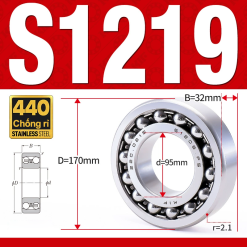 Vòng bi - bạc đạn tự lựa S1219 (Chống ăn mòn - Inox 404C -  95*170*32 mm)