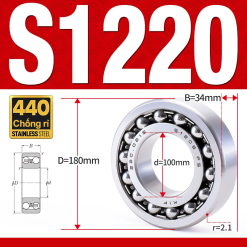 Vòng bi - bạc đạn tự lựa S1220 (Chống ăn mòn - Inox 404C - 100*180*34 mm)