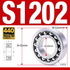 Vòng bi - bạc đạn tự lựa S1202 (Chống ăn mòn - Inox 404C - 15*35*11 mm)