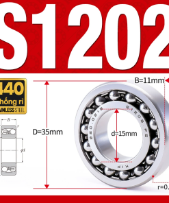 Vòng bi - bạc đạn tự lựa S1202 (Chống ăn mòn - Inox 404C - 15*35*11 mm)