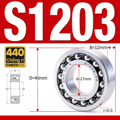 Vòng bi - bạc đạn tự lựa S1203 (Chống ăn mòn - Inox 404C - 17*40*12 mm)