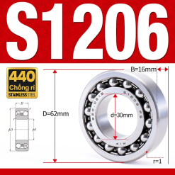 Vòng bi - bạc đạn tự lựa S1206 (Chống ăn mòn - Inox 404C - 30*62*16 mm)
