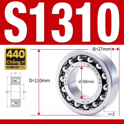 Vòng bi - bạc đạn tự lựa S1310 (Chống ăn mòn - Inox 404C - 50*110*27 mm)