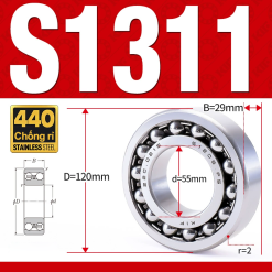 Vòng bi - bạc đạn tự lựa S1311 (Chống ăn mòn - Inox 404C - 55*120*29 mm)