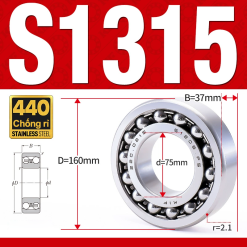 Vòng bi - bạc đạn tự lựa S1315 (Chống ăn mòn - Inox 404C - 75*160*37 mm)