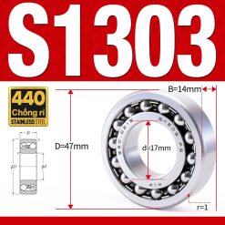 Vòng bi - bạc đạn tự lựa S1303 (Chống ăn mòn - Inox 404C - 17*47*14 mm)