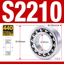 Vòng bi - bạc đạn tự lựa S2210 (Chống ăn mòn - Inox 404C - 50*90*23 mm)