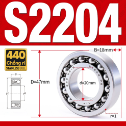 Vòng bi - bạc đạn tự lựa S2204 (Chống ăn mòn - Inox 404C - 20*47*18 mm)