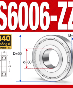 Vòng bi - bạc đạn S6006-ZZ  (Tốc độ cao - Inox 440C - phớt kim loại - 30*55*13 mm)