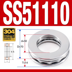 Vòng bi - bạc đạn SS51110 (Chặn trục - Inox 304 - 50*70*14 mm)