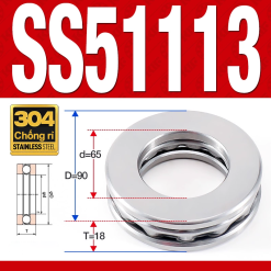Vòng bi - bạc đạn SS51113 (Chặn trục - Inox 304 - 65*90*18 mm)