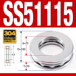 Vòng bi - bạc đạn SS51115 (Chặn trục - Inox 304 - 75*100*19 mm)