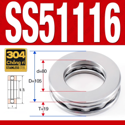 Vòng bi - bạc đạn SS51116 (Chặn trục - Inox 304 - 80*105*19 mm)