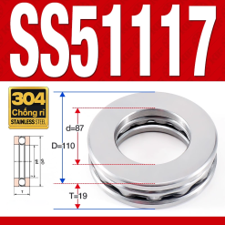 Vòng bi - bạc đạn SS51117 (Chặn trục - Inox 304 - 85*110*19 mm)