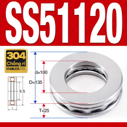 Vòng bi - bạc đạn SS51120 (Chặn trục - Inox 304 - 100*135*25 mm)