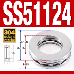 Vòng bi - bạc đạn SS51124 (Chặn trục - Inox 304 - 120*155*25 mm)