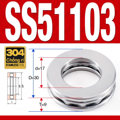 Vòng bi - bạc đạn SS51103 (Chặn trục - Inox 304 - 17*30*9 mm)