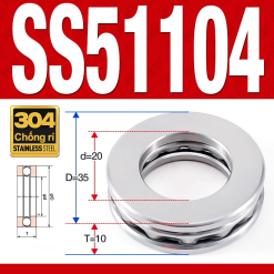 Vòng bi - bạc đạn SS51104 (Chặn trục - Inox 304 - 20*35*10 mm)